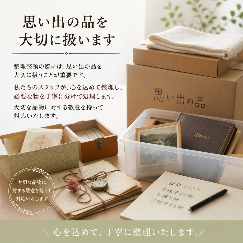 思い出の品も大切に管理します